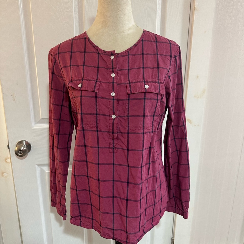 L.L. Bean Pink Checkered Top